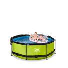 EXIT Lime pool &oslash;244x76cm med filterpump och solsegel - gr&ouml;n