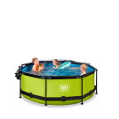 EXIT Lime pool ø244x76cm med filterpump och tak - grön