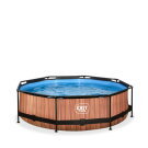 EXIT Wood pool ø300x76cm med filterpump - brun