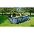 EXIT Wood pool 540x250x122cm med sandfilterpump och tak - brun
