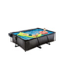 EXIT Black Wood pool 220x150x65cm med filterpump och tak - svart