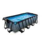 EXIT Stone pool 400x200x100cm med sandfilterpump och tak - grå