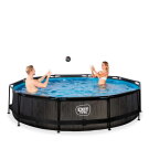EXIT Black Wood pool &oslash;360x76cm med filterpump - svart