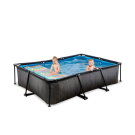 EXIT Black Wood pool 300x200x65cm med filterpump - svart