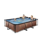 EXIT Wood pool 300x200x65cm med filterpump - brun