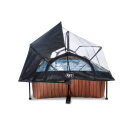 EXIT Wood pool 220x150x65cm med filterpump och tak och solsegel - brun