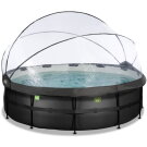 EXIT Black Leather pool ø488x122cm med sandfilterpump och tak - svart