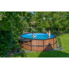EXIT Wood pool ø450x122cm med filterpump - brun