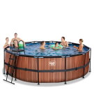 EXIT Wood pool ø450x122cm med filterpump - brun