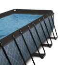 EXIT Stone pool 540x250x122cm med sandfilterpump och tak och v&auml;rmepump - gr&aring;