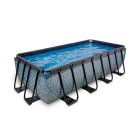 EXIT Stone pool 400x200x100cm med sandfilterpump - grå