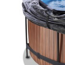 EXIT Wood pool ø360x122cm med sandfilterpump och tak - brun