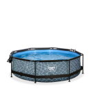 EXIT Stone pool ø300x76cm med filterpump och tak - grå