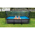 EXIT Black Wood pool 300x200x65cm med filterpump och tak - svart
