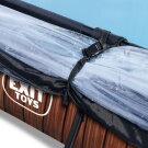 EXIT Wood pool 220x150x65cm med filterpump och tak och solsegel - brun
