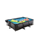EXIT Black Wood pool 220x150x65cm med filterpump och tak - svart