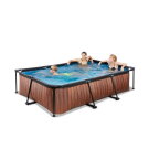 EXIT Wood pool 300x200x65cm med filterpump - brun