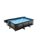 EXIT Black Wood pool 220x150x65cm med filterpump och tak och solsegel - svart