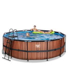 EXIT Wood pool ø450x122cm med filterpump - brun