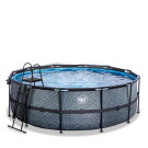 EXIT Stone pool ø427x122cm med sandfilterpump och tak - grå