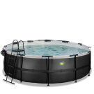 EXIT Black Leather pool ø450x122cm med sandfilterpump och tak och tillbehörsset - svart