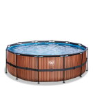 EXIT Wood pool &oslash;427x122cm med sandfilterpump - brun