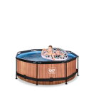 EXIT Wood pool ø244x76cm med filterpump - brun