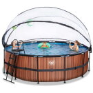 EXIT Wood pool &oslash;450x122cm med sandfilterpump och tak - brun