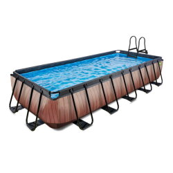 EXIT Wood pool 540x250x100cm med sandfilterpump - brun