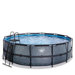 EXIT Stone pool &oslash;450x122cm med filterpump - gr&aring;