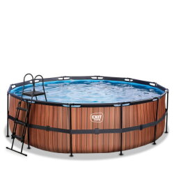 EXIT Wood pool &oslash;450x122cm med filterpump - brun