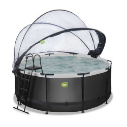 EXIT Black Leather pool &oslash;360x122cm med sandfilterpump och tak - svart