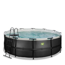 EXIT Black Leather pool ø427x122cm med filterpump - svart