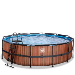 EXIT Wood pool &oslash;488x122cm med filterpump - brun