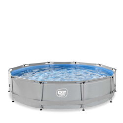 EXIT Soft Grey pool &oslash;360x76cm med filterpump - gr&aring;