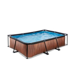 EXIT Wood pool 300x200x65cm med filterpump - brun