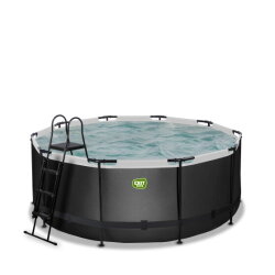 EXIT Black Leather pool &oslash;360x122cm med sandfilterpump - svart