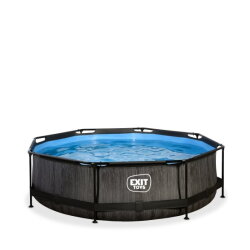 EXIT Black Wood pool ø300x76cm med filterpump - svart