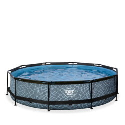 EXIT Stone pool &oslash;360x76cm med filterpump - gr&aring;