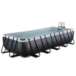 EXIT Black Leather pool 540x250x100cm med filterpump - svart