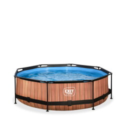 EXIT Wood pool &oslash;300x76cm med filterpump - brun
