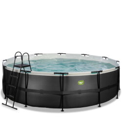 EXIT Black Leather pool &oslash;488x122cm med sandfilterpump - svart