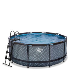 EXIT Stone pool &oslash;360x122cm med sandfilterpump - gr&aring;