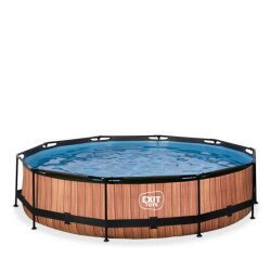 EXIT Wood pool &oslash;360x76cm med filterpump - brun