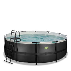 EXIT Black Leather pool &oslash;427x122cm med filterpump - svart