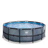 EXIT Stone pool ø427x122cm med sandfilterpump - grå