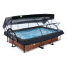 EXIT Wood pool 300x200x65cm med filterpump och tak och solsegel - brun