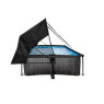 EXIT Black Wood pool 220x150x65cm med filterpump och solsegel - svart