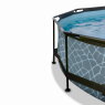 EXIT Stone pool ø244x76cm med filterpump och tak - grå