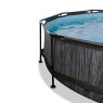 EXIT Black Wood pool ø300x76cm med filterpump och tak - svart
